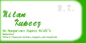 milan kupecz business card